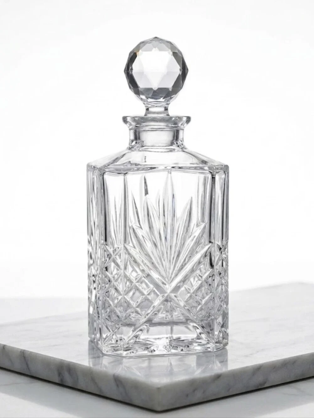 Vintage Mikasa Cavannah Heavy Crystal Square Decanter, 10
